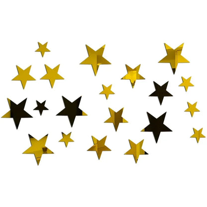 20pcs Star Wall Sticker 3D Acrylic Irregular Mirror Vanity Living Room Decoration Cartoon Wall Stickers for Kids Room Home De