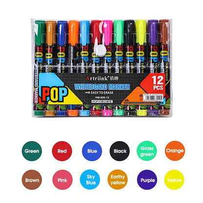 8/12 Colour POP Whiteboard Marker Set,Erasable, Refillable,Safety,Non-Toxic,High Capacity,Office,Conferencing,Educational Ite