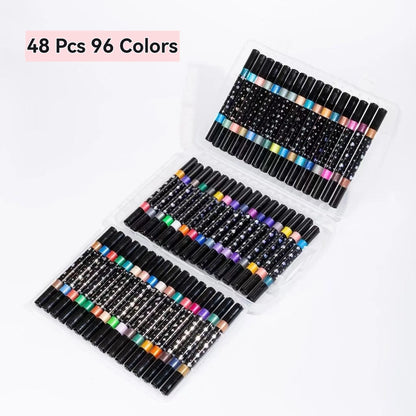 24/48/72/96 Colors Dual Brush Tip Glitter Art Markers Metallic Paint Marker Pens DIY Crafts Birthday Cards, Making Poster, Al
