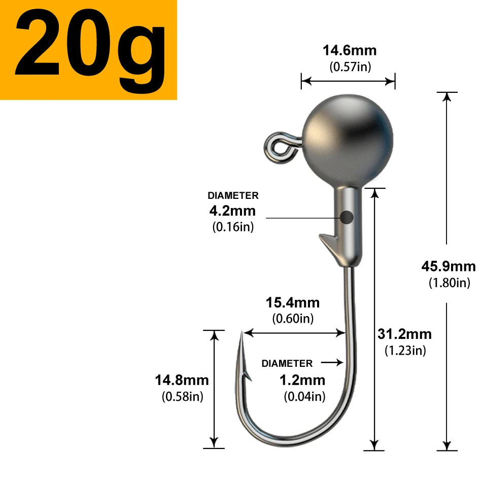 MrLurion 30pcs 1g 2g 3g 5g 10g 14g 18g 22g 25g 28g Fishing jigging head hook ,round head rigs fishhook for soft worm crank lu