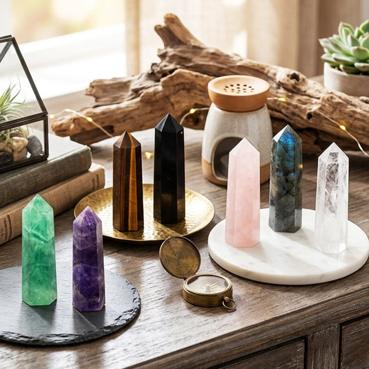 Natural Stone and Crystals Point Wand Witchcraft Rose Quartz Amethyst Home Decor Mineral Reiki Healing Stones Crafts Room Dec