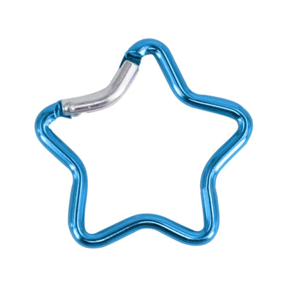 Aluminum Alloy Outdoor Star Shaped Spring Locking Carabiner Clip Keychains for Backpack Camping Hiking Traveling - light blue