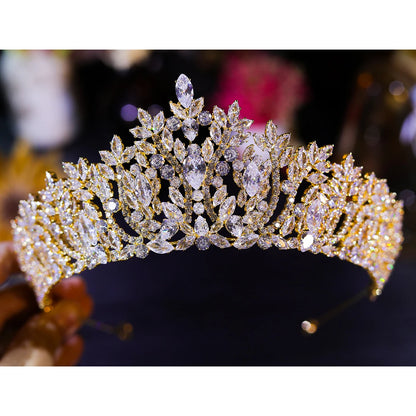 ASNOR Silver Color Bridal Tiaras New Crown Cubic Zirconia Crystal Headpieces Pageant Diadema Wedding Hair Accessories A01539 