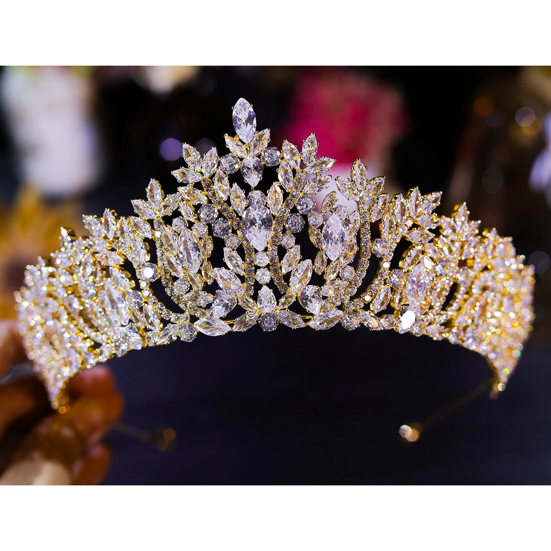 ASNOR Silver Color Bridal Tiaras New Crown Cubic Zirconia Crystal Headpieces Pageant Diadema Wedding Hair Accessories A01539