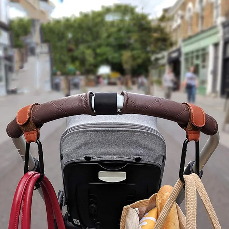 Baby Stroller Hook Fashion PU Leather Adjustable Pram Hook Cart Organizer Diaper Bag Hanger Children Boy Girl Travel Accessor