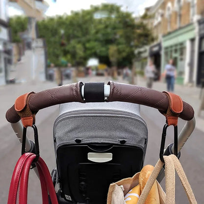 Baby Stroller Hook Fashion PU Leather Adjustable Pram Hook Cart Organizer Diaper Bag Hanger Children Boy Girl Travel Accessor