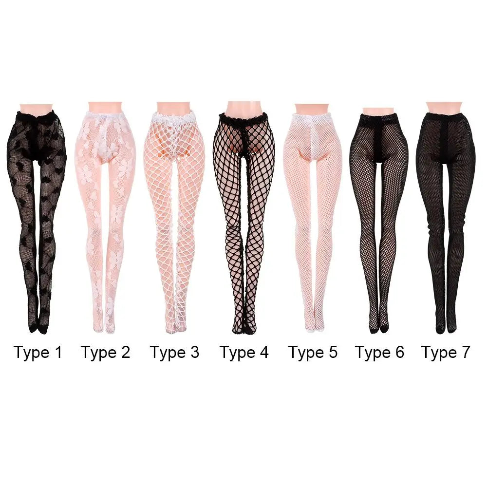 Suits 1/6 Doll Silk Stockings Mini Fishnet Tights Bottoms Socks Elastic leggings Miniature Pantyhose Dolls Accessories Girl G