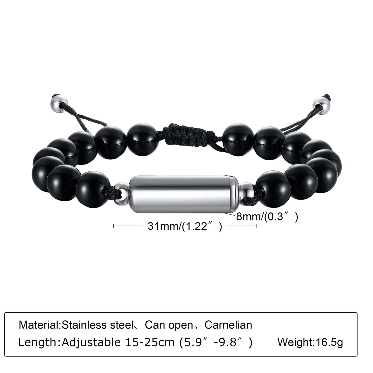 Cremation Urn Bracelets For Men,adjustable Tiger Eye Beads Chain Wristband Pet Family Papa Ashes Holder Stainless Steel Jewel