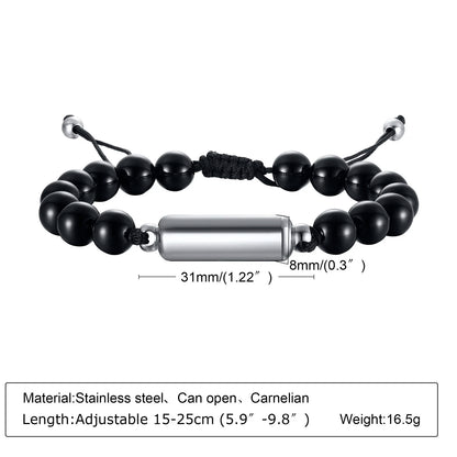 Cremation Urn Bracelets For Men,adjustable Tiger Eye Beads Chain Wristband Pet Family Papa Ashes Holder Stainless Steel Jewel