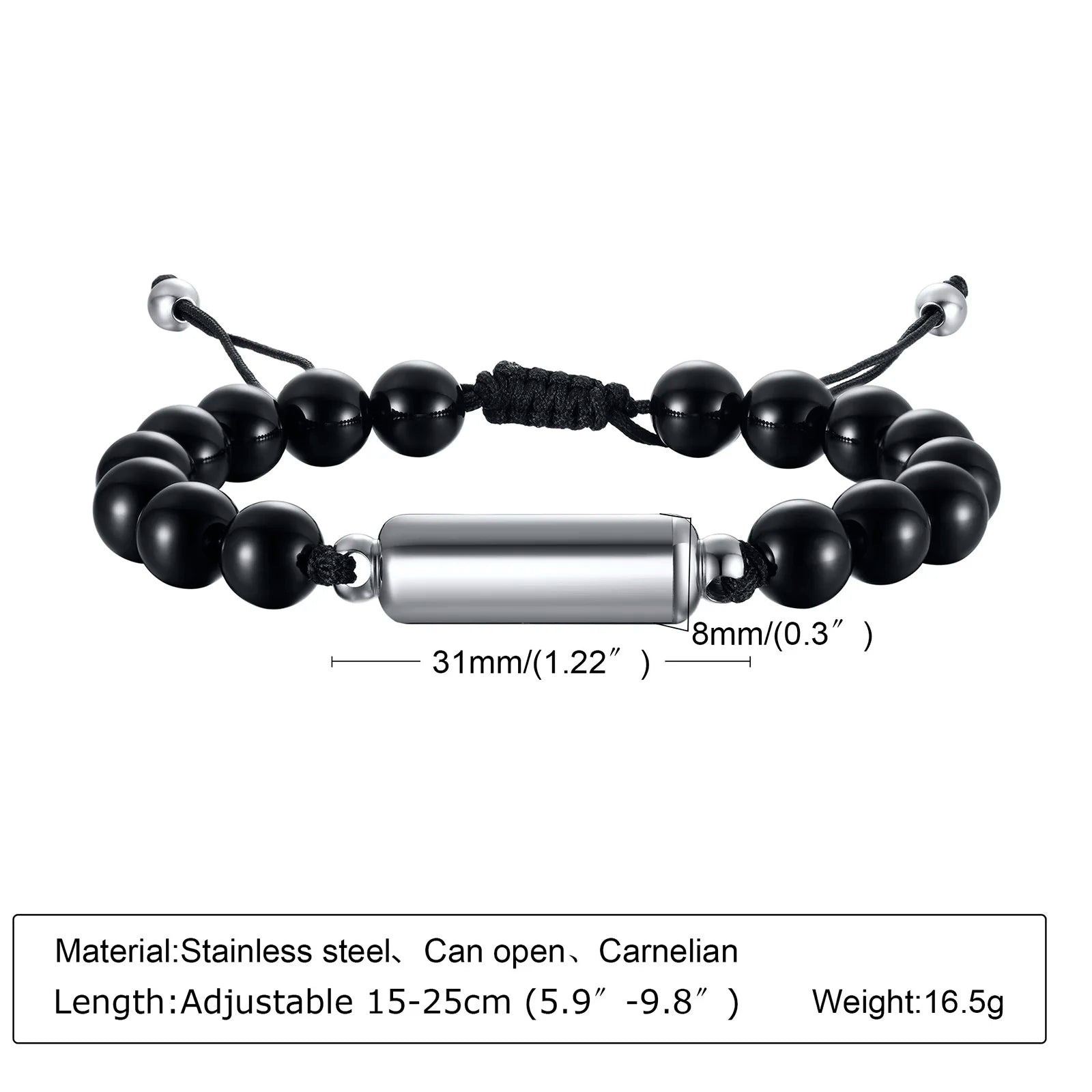 Cremation Urn Bracelets For Men,adjustable Tiger Eye Beads Chain Wristband Pet Family Papa Ashes Holder Stainless Steel Jewel