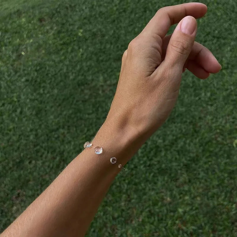 Clear Dewdrop Tassel Series Necklace Minimalist Drip Glue Beads Clavicle Chain Women Holiday Niche Trendy Jewelry - bracelet