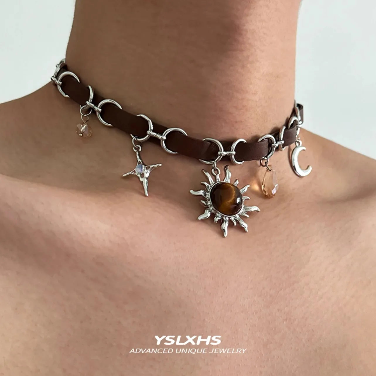 Y2K Fashion Gothic Leather Chain Choker Necklace for Women Men Trendy Vintage Goth Halloween Collar Jewelry Accessories Gifts