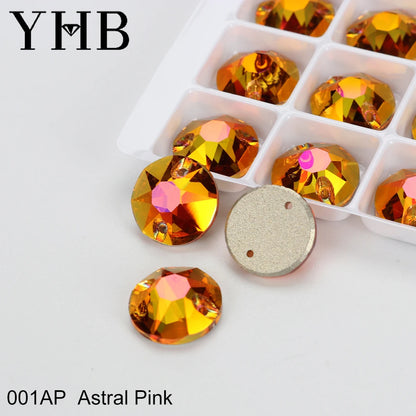 YHB Top Quality XIRIUS Glass Crystal AB Moonlight Sewing Stones Flatback Sew on Rhinestones For Garment Clothes Bags