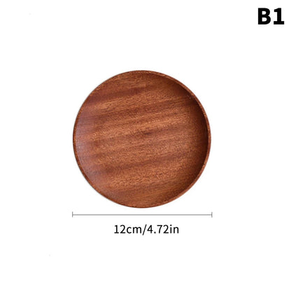 1PC Wooden Serving Trays Oval Wood Tray Platters for Serving Food Dishes Dinner Plates Solid Wood Round Dessert Plate - F1