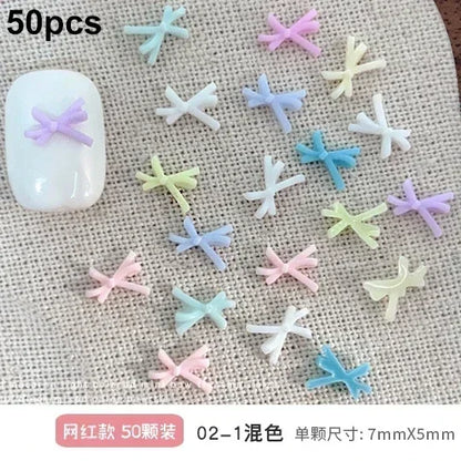 French Ribbons Colorful Resin Cute Bowknot Charm Leopard Print Bow Tie Nail Art Decorations Manicure Tools Accessories Wholes