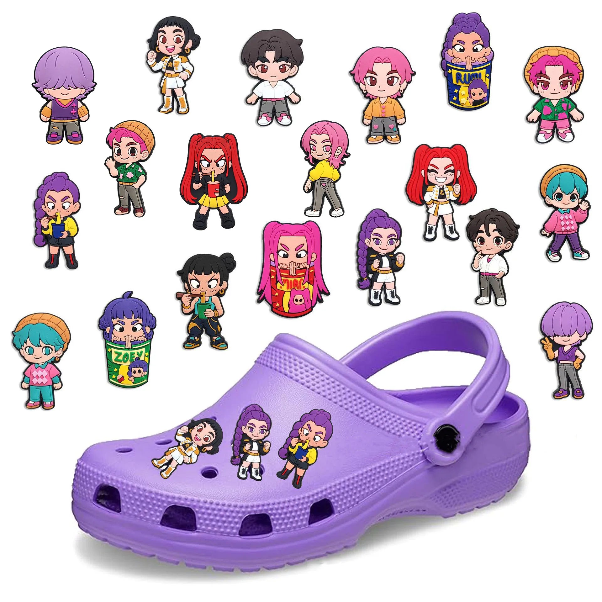 19pcs Korean music Shoe Charms PVC DIY Shoes Decoration Bracelet Wristband Sandal shoe Accessories Buckle for Kids Gifts