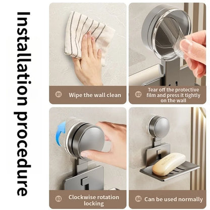 No-Drill Suction Cup storage rack soap storage rack Toilet drain box Wall-mounted bathroom soap storage rack Household soap b