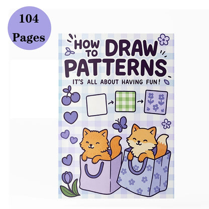 How to draw easy patterns，guide detailed steps for students to draw cartoon patterns，coloring book，notes - Blue
