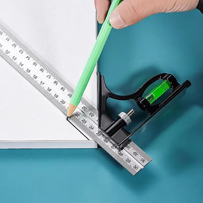 Adjustable Sliding Combination Square Ruler, Metal Ruler Framing Square T Ruler Carpentry Woodworking Measure Tools