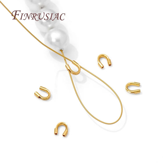 18K Gold Plated Protective End Caps (protectors) For Rope,Wire Protectors U Shape Clasps Connector For Jewelry Making Supplie