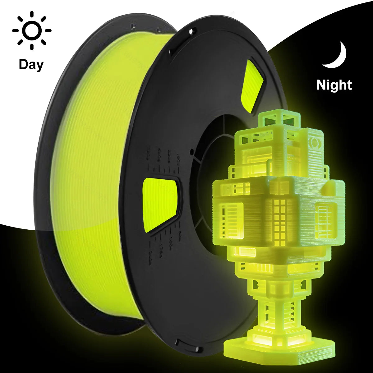 DIY Christmas Gift, 1.75mm PLA Luminous 3D Printer Filament, 200g(0.44L）Spool, Glow in the Dark, for Most FDM Printers - 1kg 