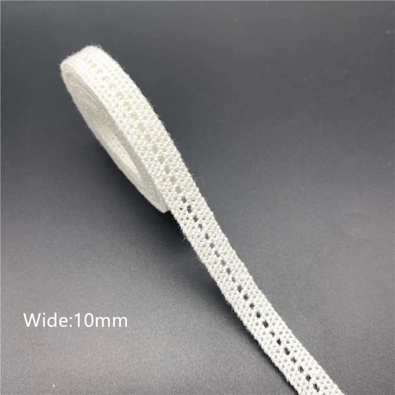 10mm-50mm 2yards White 100%Cotton Lace Ribbon For Apparel Sewing Fabric Trim Cotton Crocheted Lace Ribbon Handmade Accessorie