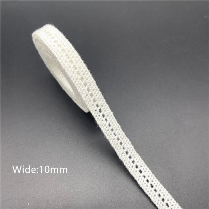 10mm-50mm 2yards White 100%Cotton Lace Ribbon For Apparel Sewing Fabric Trim Cotton Crocheted Lace Ribbon Handmade Accessorie
