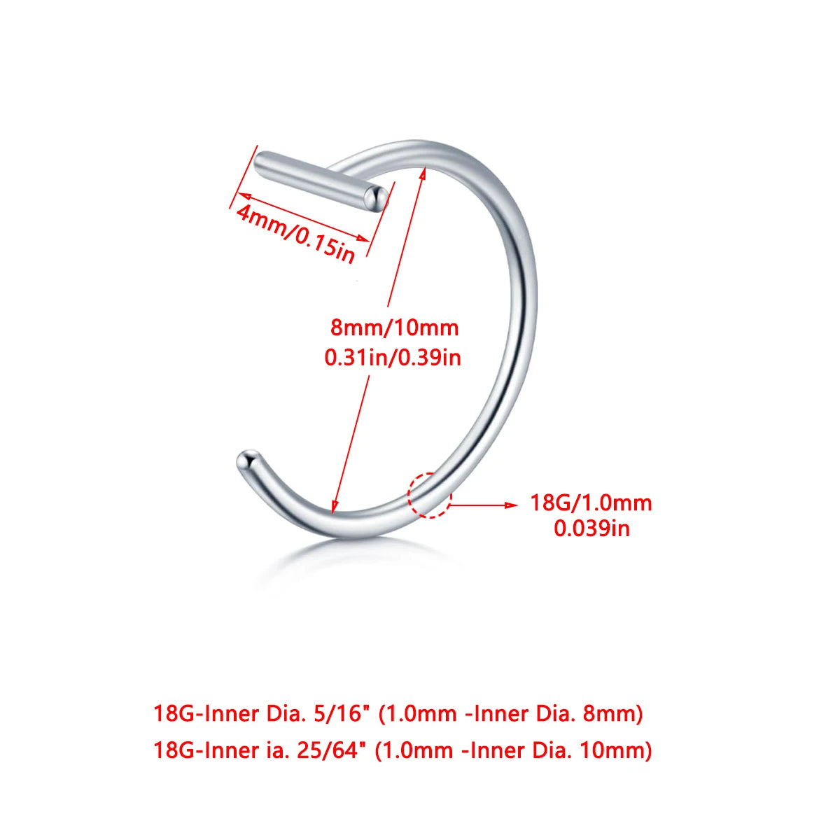18G Clip-On Fake Lip Ring Stainless Steel Hypoallergenic Punk Non Piercing Lip Hoop 18K Gold Plated Cartilage Conch Cuff Earr