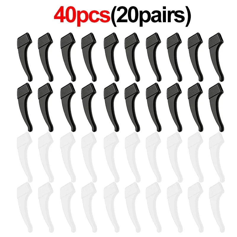 2/40pcs Silicone Ear Hook Anti-slip Glasses Leg Ear Sleeve Bracket Fastener Sunglasses Accessories Grip Anti-fall Eyewear Hol