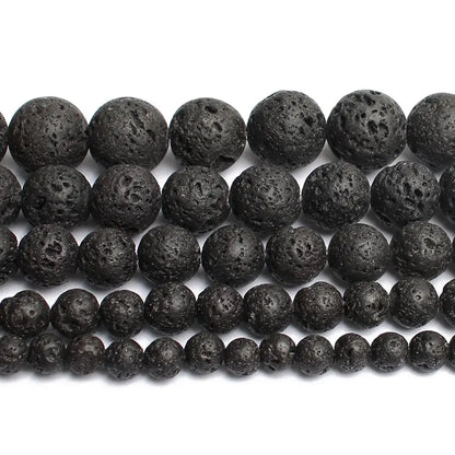 4-14mm Natural Black Volcanic Lava Stone Round Beads 15" Pick Size For Jewelry Making diy Bracelet