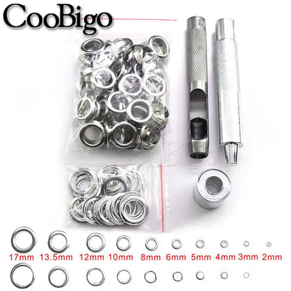 100sets Metal Eyelet Grommet Punch Installer Tool Set for Belt Clothes Canvas Curtains Shoes Tent 2mm 3mm 4mm 5mm 10mm 12mm 1