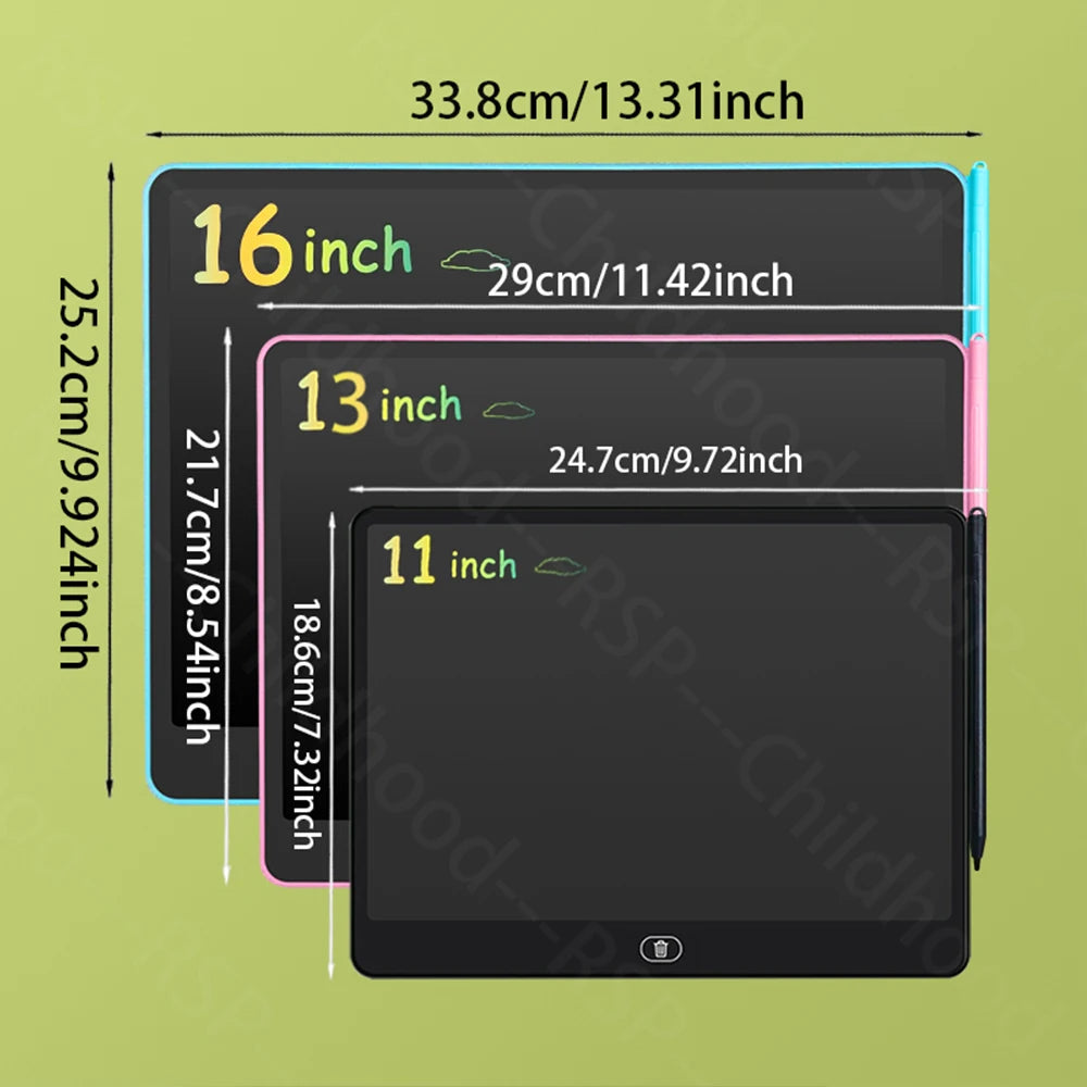 8/11/13/16 Inch LCD Drawing tablet Writing Board Kids Doodle Painting Handwriting Pad Toy for 3 4 5 6 7 8 Years Girls Boys Gi