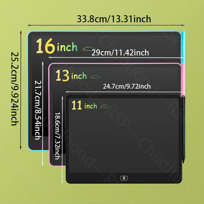 8/11/13/16 Inch LCD Drawing tablet Writing Board Kids Doodle Painting Handwriting Pad Toy for 3 4 5 6 7 8 Years Girls Boys Gi