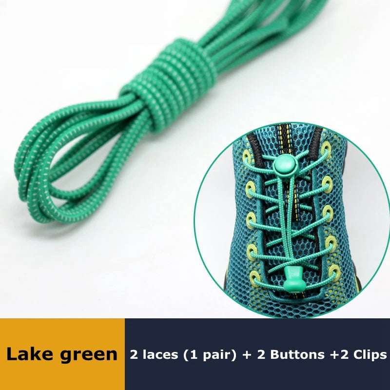 1Pair Shoelaces for Sneaker Elastic No Tie Shoe Laces Stretching Lock Lazy Laces Quick Rubber Shoelace Round Shoestrings - La