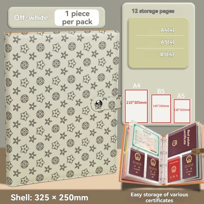 1PC Household ID Storage Book A4 Thickened Pattern ID Storage Bag Cat Eye Buckle Card Bag Storage Book Document Storage Book