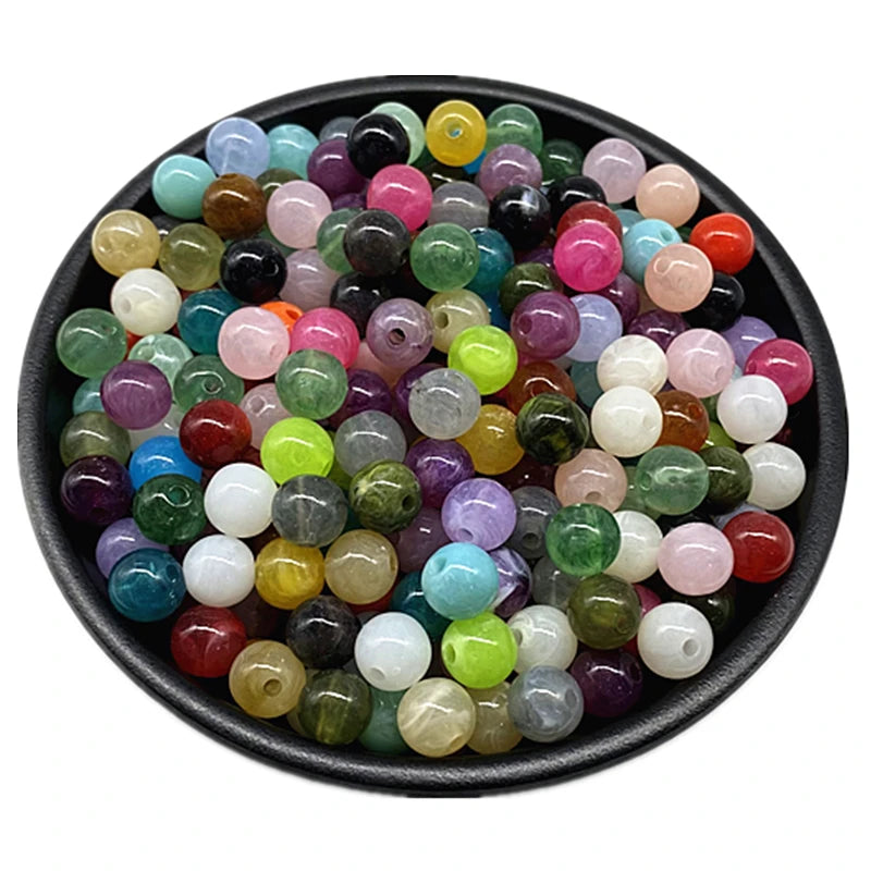 6 8 10mm Acrylic Round Beads for Jewelry Makeing Bracelet Necklace DIY Accessory