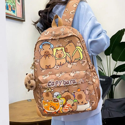 Cute Large Capacity Capybara Backpack Cartoon Breathable Student Schoolbag Nylon Ultra-light Book Bag Back to school Women Gi