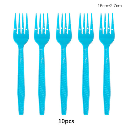 Disposable Knife Fork Spoon Cutlery Set Pink Blue Disposable Tableware Birthday Party Decorations Wedding Baby Shower Supplie