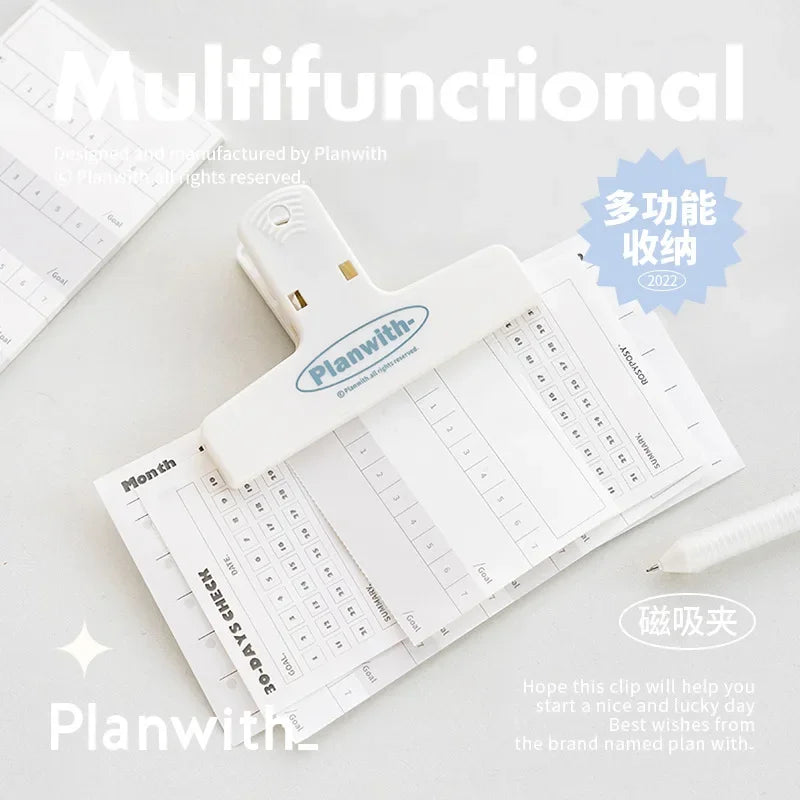 1pc Multifunctional Student Journal Stationery Magnetic Clip Simple Receipt Office Book Securing Storage Clip School Supplies