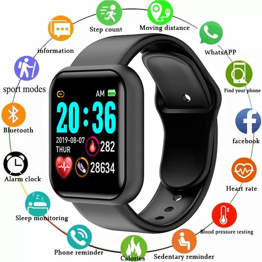 Y68 Smart Watch Men Women Heart Rate Oxygen Blood Pressure Monitoring Multi-Function Sleep Monitoring Smartwatch for Ios Andr