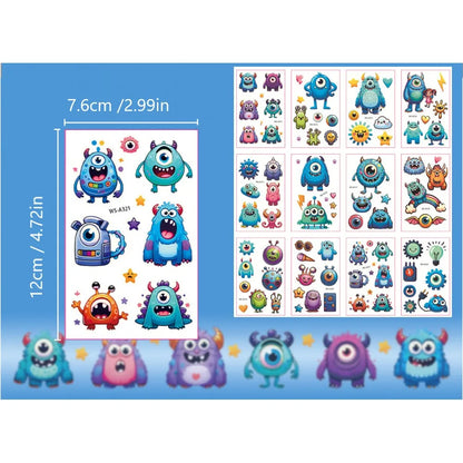 Monster Temporary Tattoos for Kids - More Than 120 Tattoos - Cute Cartoon Tattoos Sticker for Boy Girl Birthday Party Decorat