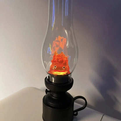 Calcifer Vintage Night Light Cartoon Anime Flameless Decorative Lamp Kerosene Candle Light with Table Lamp for Bedroom Christ