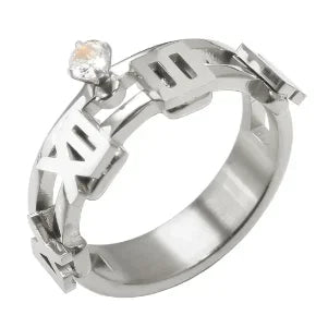 Stainless Steel Ring for Women Inlaid Zircon Rings Waterproof Romantic Fashion Jewelry - A36 Silver / 8