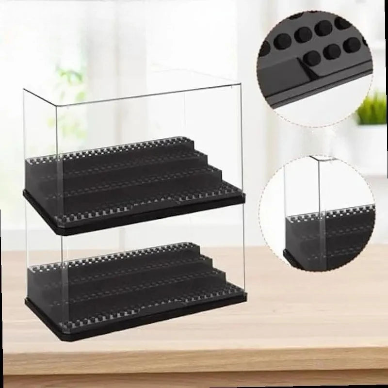 3-Tier Clear Acrylic Display Case for Minifigures Pop Figures Wide Storage Shelf Transparent Protector Showcase for Small