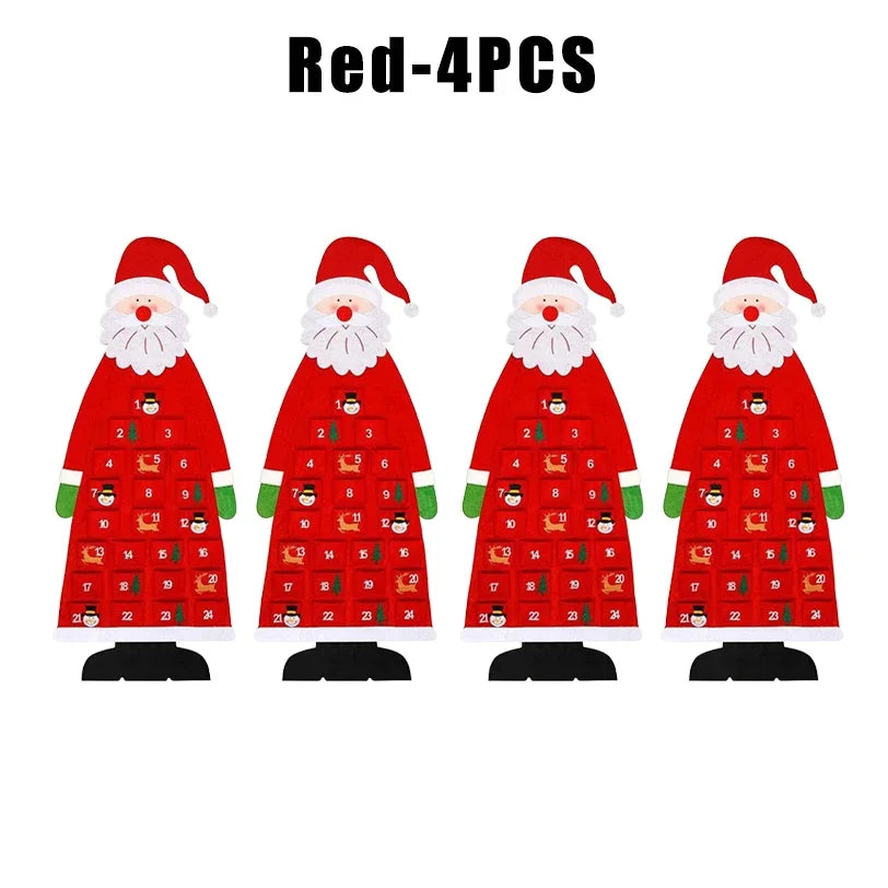 Santa Claus Felt Advent Calendar Countdown to Christmas Wall Hanging for Home Holiday Decor Festive Seasonal Ornament - Red 4