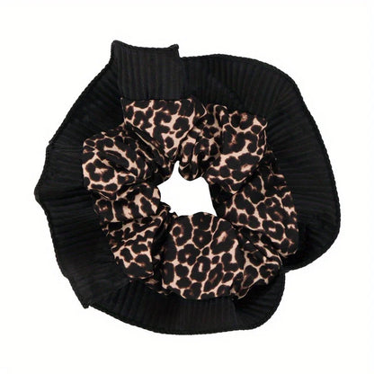 Women's New Vintage Leopard Print Lace Hair Rings Fashionable Niche Design Elegant Hair Ties with High - end Feeling