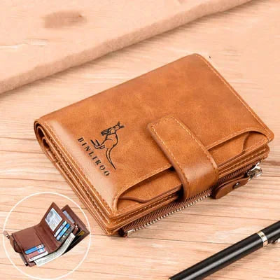 Men's Coin Purse Wallet Fashion RFID Blocking Man Leather Wallet Zipper Business Card Holder ID Money Bag Wallet Male - F1631