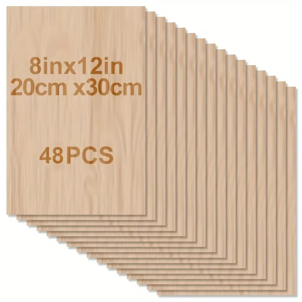 4/8/12/24/48 pieces of wood for crafts - 20*30 cm - 2 mm thick plywood with smooth surface - laser cut square panels - 48pcs