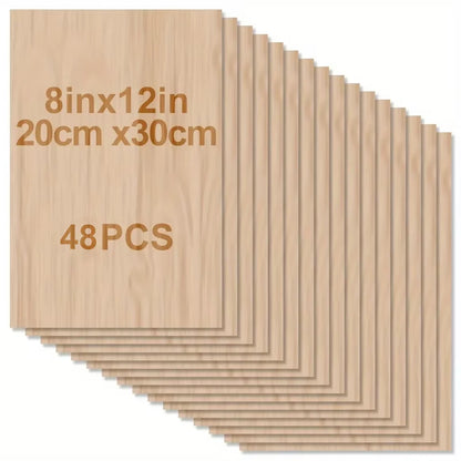 4/8/12/24/48 pieces of wood for crafts - 20*30 cm - 2 mm thick plywood with smooth surface - laser cut square panels - 48pcs