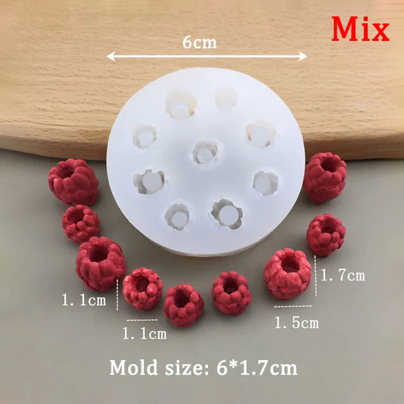 1Pc Blueberry Raspberry Candle Mold Simulation Fruit Fondant Silicone Mould DIY Chocolate Cookie Baking Mold Cake Decor Suppl